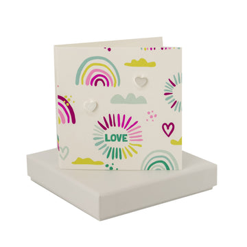Rainbow and Clouds Card - Heart Studs Coral and Mint
